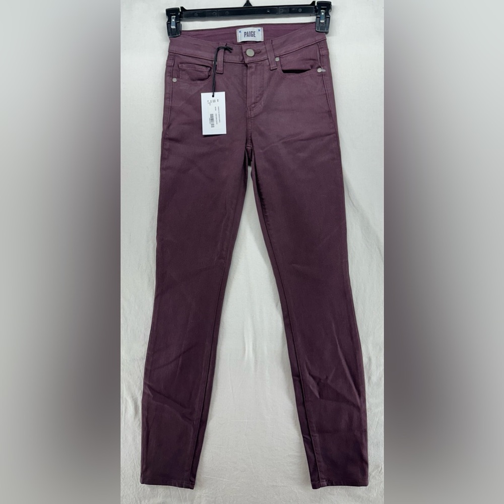 Paige Verdugo Ankle Skinny Coated Jeans Mid Rise Pinot Nior‎ Coated Size 25